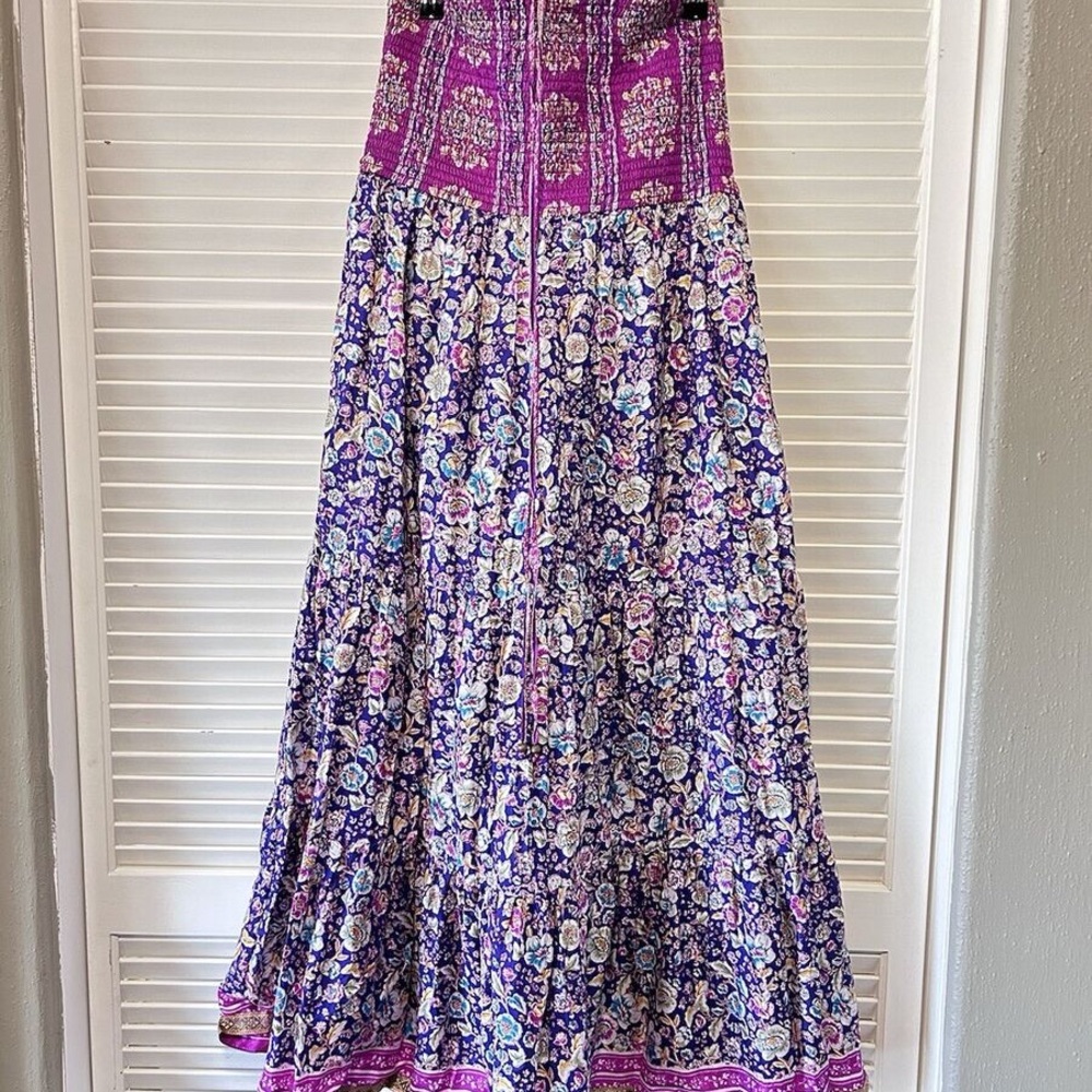 Maeve Silk Smocked Halter Daleka Day Dress Purple Size S Bohemian Anthropologie
